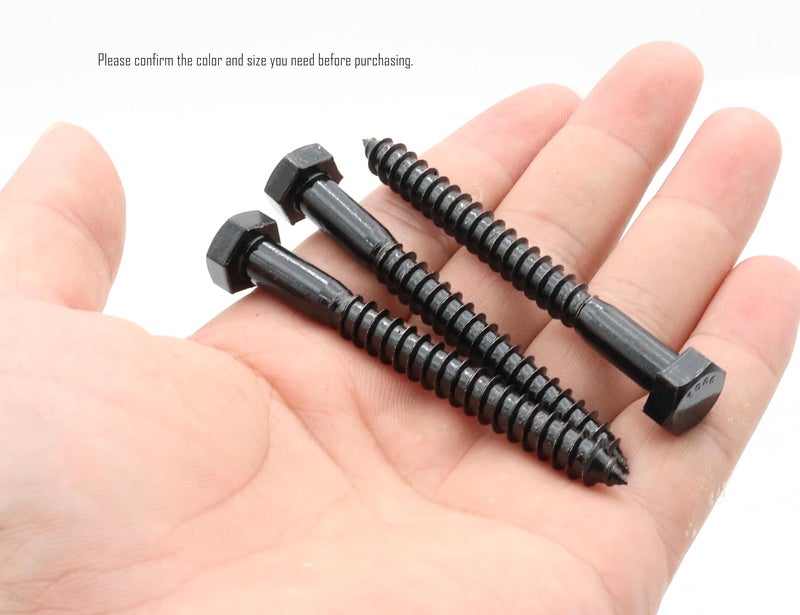 LBY 10pcs Lag Screws, 5/16" x 3" Hex Head Lag Screws Bolts (with Washers), Heavy-Duty Wood Screws for Decking & Structural Fastening, 304 Stainless Steel, (Black) - Image 2